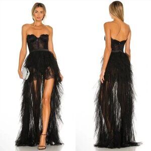 NWT For Love & Lemons x Revolve Bustier Gown In Black